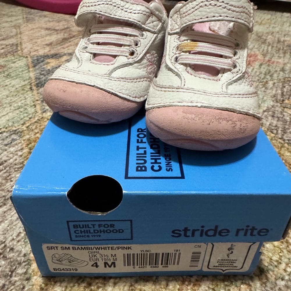Stride Rite Bambi White and Pink Baby Shoes